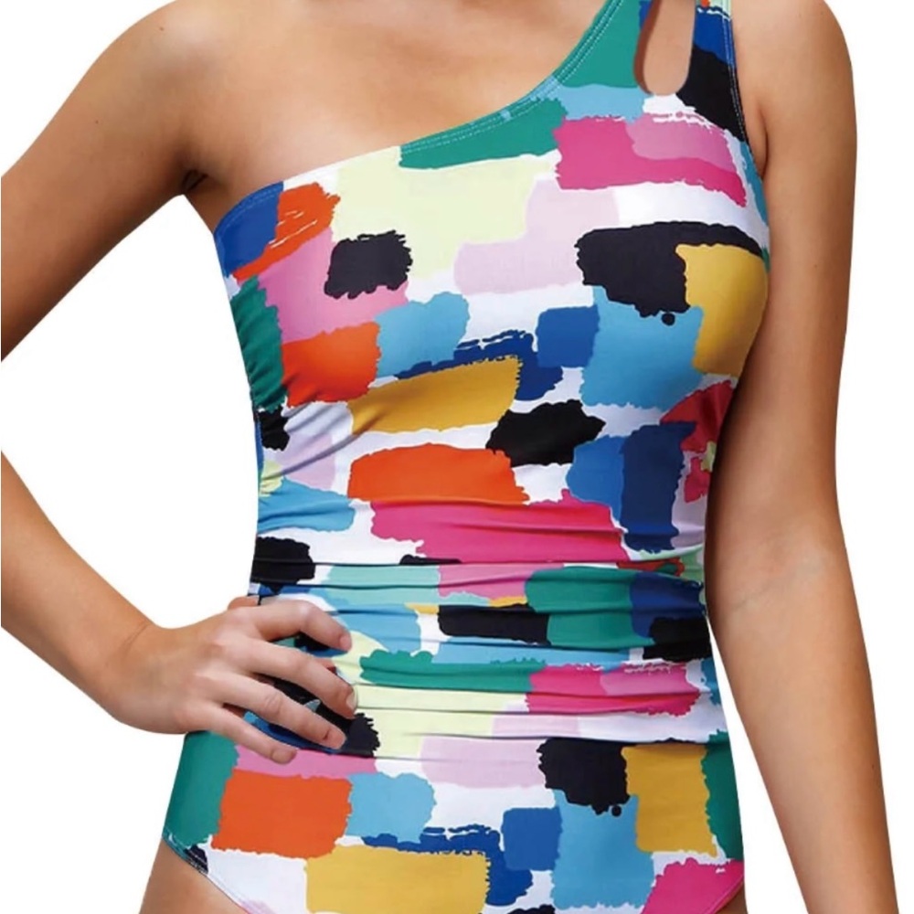 Holipick Women’s bathing suit with chest pad multi color off the shoulder strap